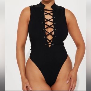 NEW - All Needs Met Lace Up Bodysuit - Black